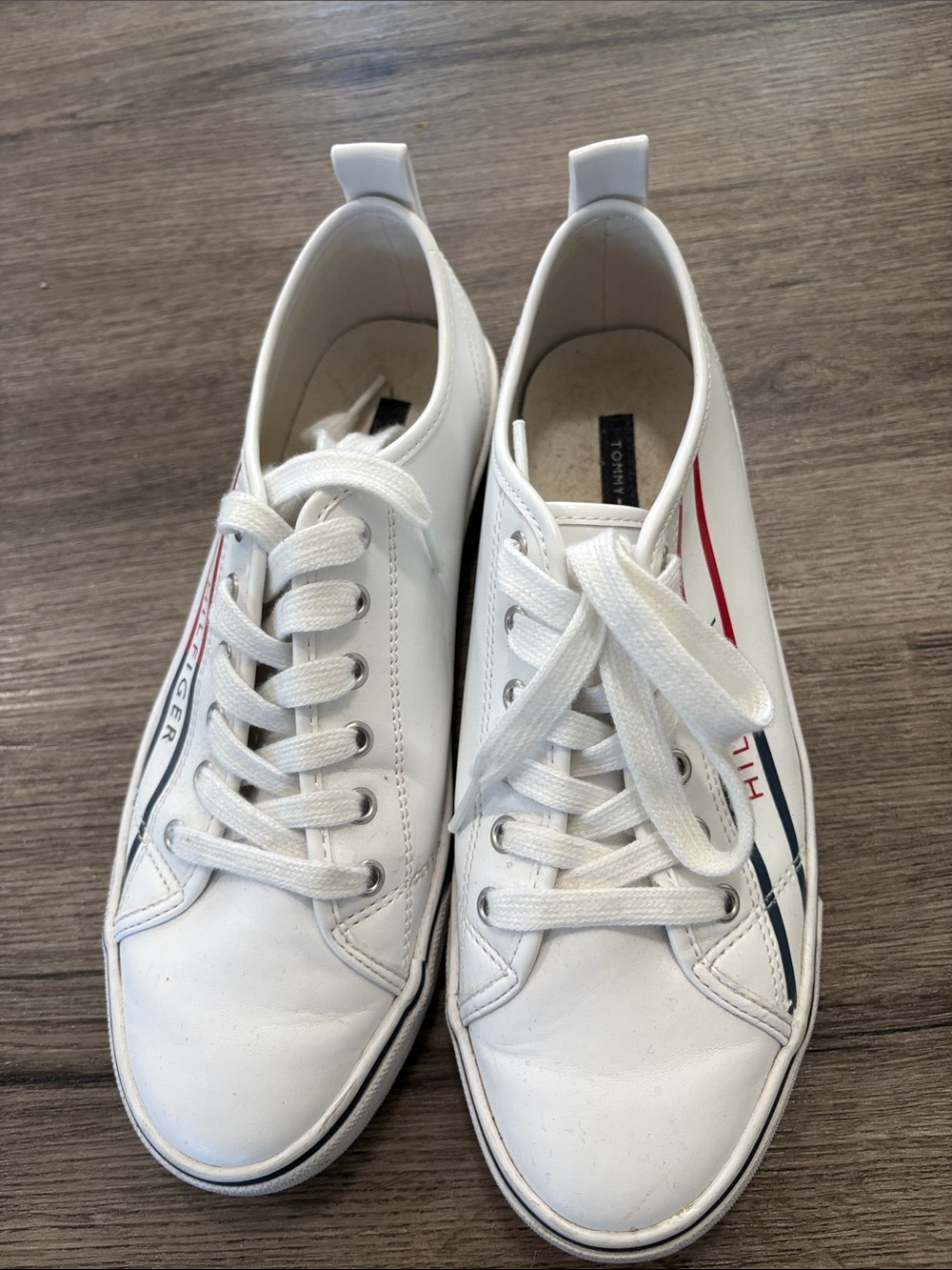 Tommy Hilfiger White Sneakers with Red and Navy Trim